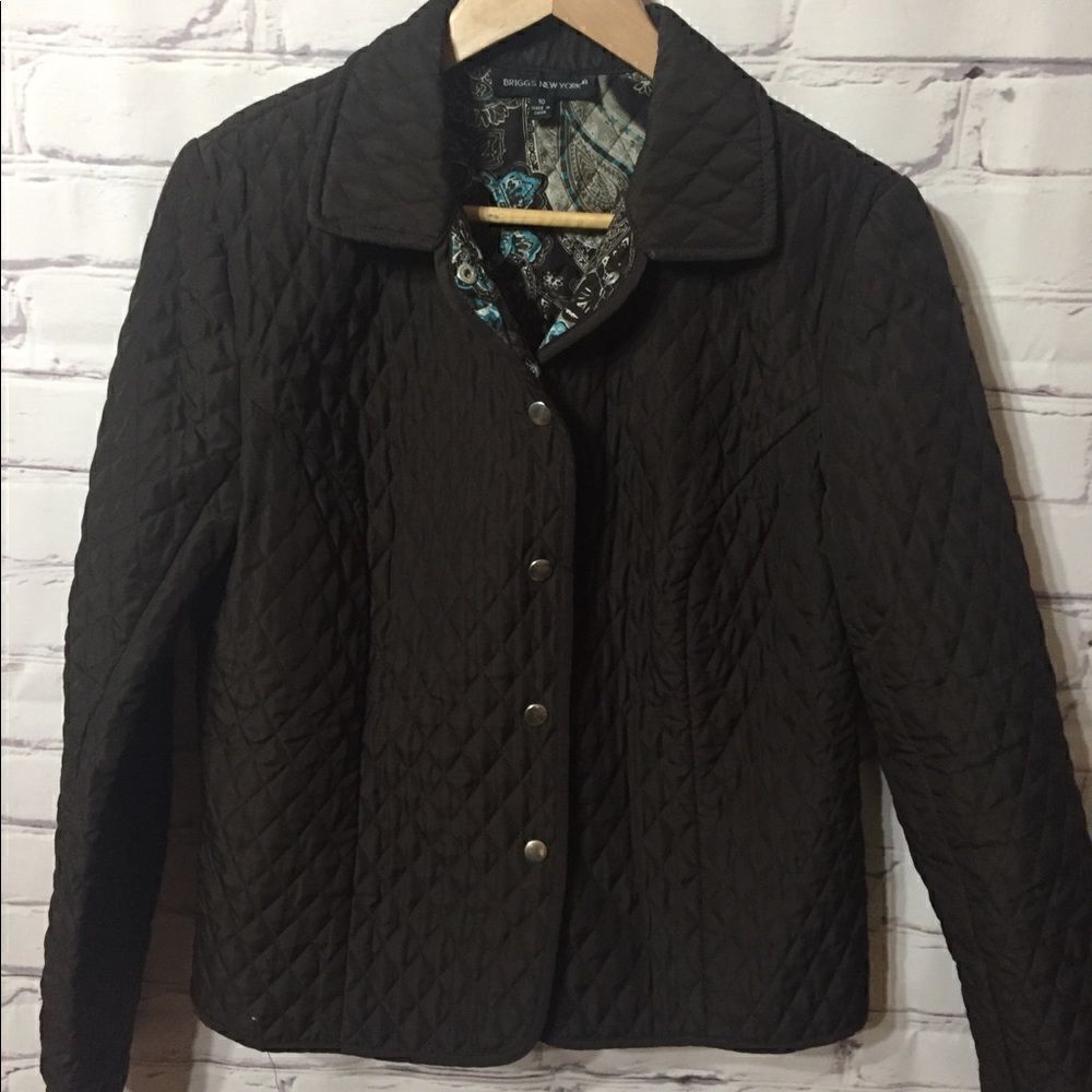 Briggs NY size 10 chocolate brown quilted jacket‎